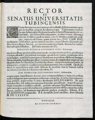 Rector Et Senatus Universitatis Tubingensis