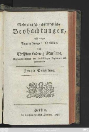 Sammlung 2: Medicinisch-chirurgische Beobachtungen : nebst einigen Anmerkungen darüber