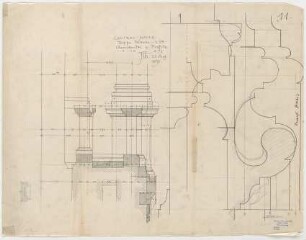 Thiersch, Friedrich von; München; Justizpalast - Treppe Zentralhalle EG u. 1. OG (Querschnitte); Profile (Schnitte)