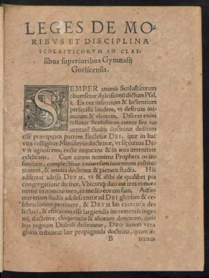 Leges De Moribus Et Disciplina Scholasticorum In Classibus superioribus Gymnasii Gorlicensis.