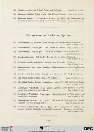 Stickereien - Stoffe - Spitzen (Nr. 486-498)