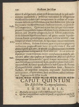 Caput Quintum. De Effectibus Compensationis.