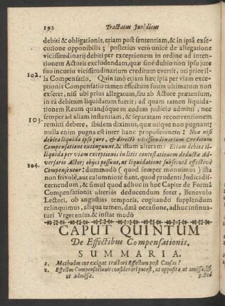 Caput Quintum. De Effectibus Compensationis.