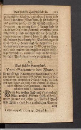 VI. Das sechste Hauptstück. Vom Sacrament des Altars.