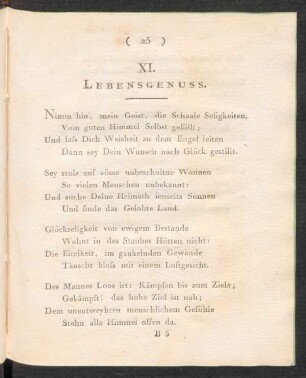 XI. Lebensgenuss