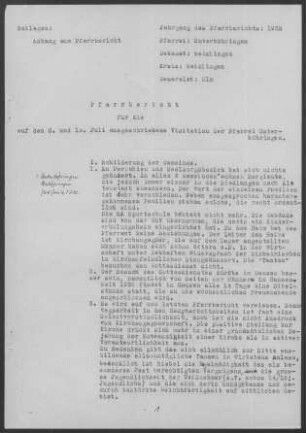 Unterböhringen mit Oberböhringen, Hausen/Fils und Reichenbach/Täle: Pfarrbericht 1938