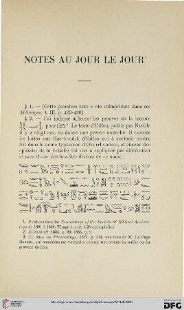 Notes au jour le jour