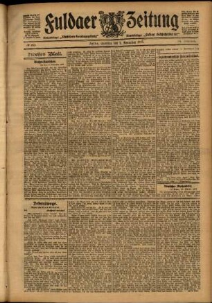 Zweite Ausgabe vom Samstag, den 02. November 1907.