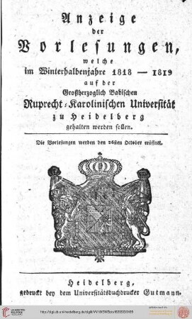 Wintersemester 1818/1819