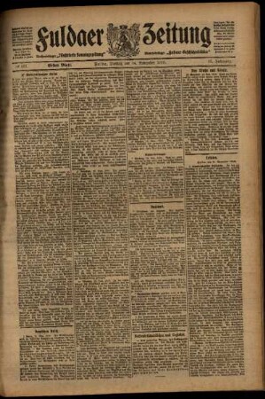 Erste Ausgabe vom Montag, den 14. November 1910.
