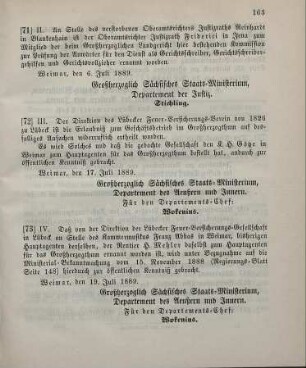 73. Ministerial-Bekanntmachung, den Wechsel in der Hauptagentur der Lübecker Feuer-Versicherungs-Gesellschaft zu Lübeck betreffend