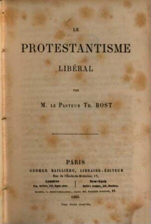 Le protestantisme libéral