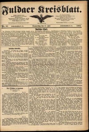 Erste Ausgabe vom Donnerstag, den 17. Juli 1902.