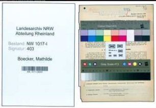 Entnazifizierung Mathilde Boecker , geb. 23.01.1889 (Prokuristin)