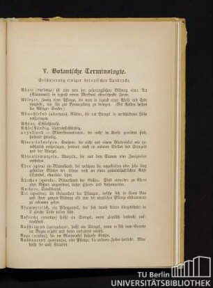 V. Botanische Terminologie.