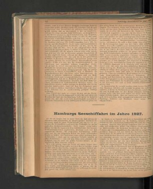 Hamburgs Seeschiffahrt im Jahre 1927.