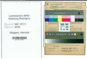 Entnazifizierung Heinrich Wiegand , geb. 20.06.1905 (Geschaeftsinhaber)