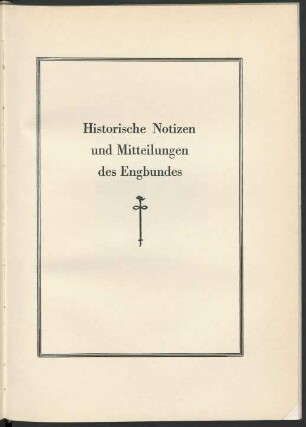 Historische Notizen und Mitteilungen des Engbundes