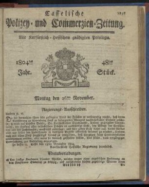 48tes Stueck, Montag den 26ten November 1804