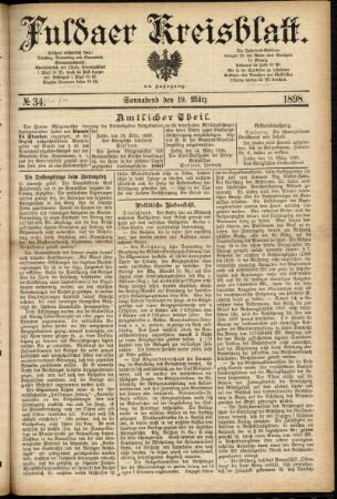 Erste Ausgabe vom Samstag, den 19. März 1898.