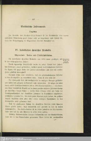 IV. Fabrikation chemischer Produkte