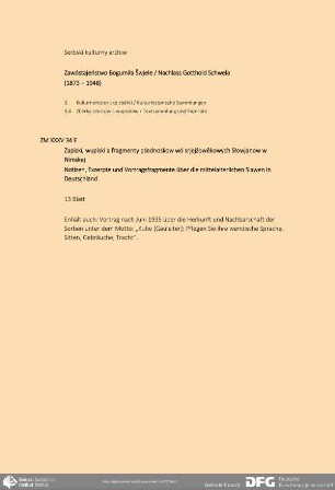 Notizen, Exzerpte und Vortragsfragmente über die mittelalterlichen Slawen in Deutschland