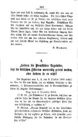 Fordern die Preußischen Regulative, daß die biblischen Historien Aus der Geschichte der Pädagogik in der vorschriftlichen Zeit