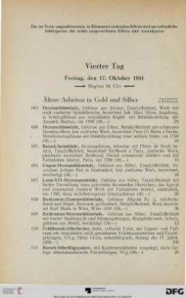 Vierter Tag: Freitag, den 17. Oktober 1941, Beginn 14 Uhr (Nr. 603-809)