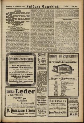 Zweite Ausgabe vom Samstag, den 12. November 1921.