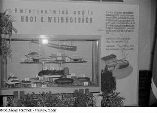 Ausstellungstafel und Vitrine "Umsatzentwicklung in Brot und Weißgebäck"