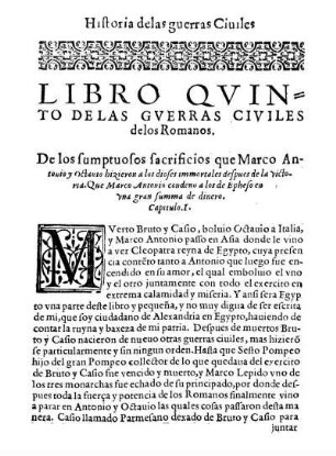 Libro Qvinto De Las Gverras Civiles de los Romanos.