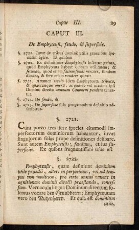 29-41, Caput III. De Emphyteusi, feudo, & superficie. - Caput IV. De Servitutibus.