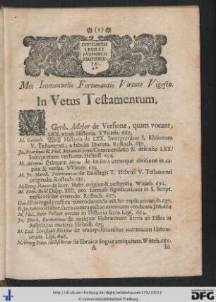 In Vetus Testamentum.