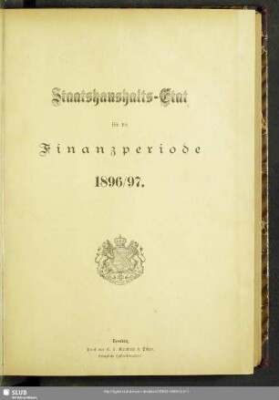Staatshaushalts-Etat für die Finanzperiode 1896/97