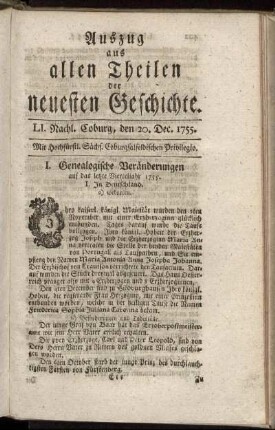 LI. Nachl. Coburg, den 20. Dec. 1755.