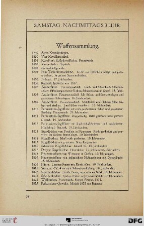 Samstag, nachmittags 3 Uhr: Waffensammlung (Nr. 1799-2032)