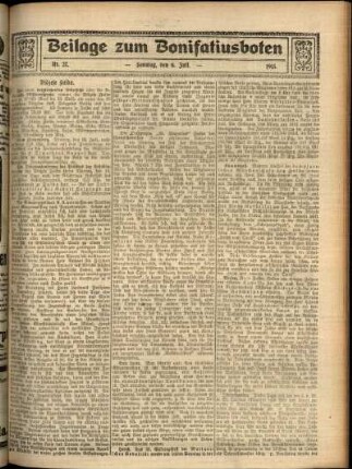 Zweite Ausgabe vom Sonntag, den 06. Juli 1913.