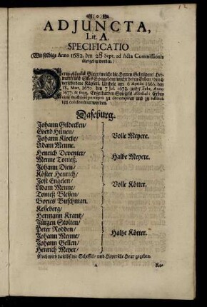 Adjuncta, Lit. A. Specificatio. - S. Wir Carl der Sechste von Gottes Gnaden erwählter Römischer Käyser/ etc.