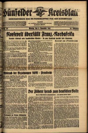 Ausgabe vom Montag, den 09. November 1942.