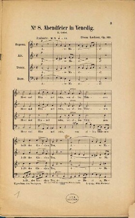 Neun Gesänge für Sopran, Alt, Tenor und Baß : Op. 169, 8. Abendfeier in Venedig
