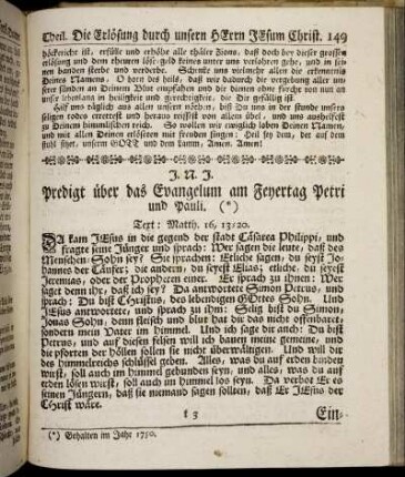 Predigt über das Evangelium am Feyertag Petri und Pauli.