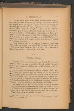 VII - Posición religiosa