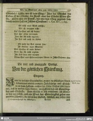 Die vier und zwanzigste Predigt. Von der göttlichen Stärckung