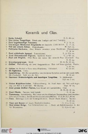 Keramik und Glas (Nr. 1-67)