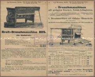 Breit-Dreschmaschine BDS. / Dreschmaschinen mit gerippten Gouchers Patent-Schlagleisten