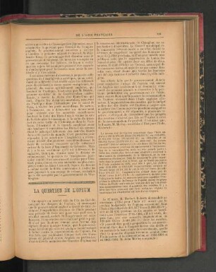 La Question de l'Opium.
