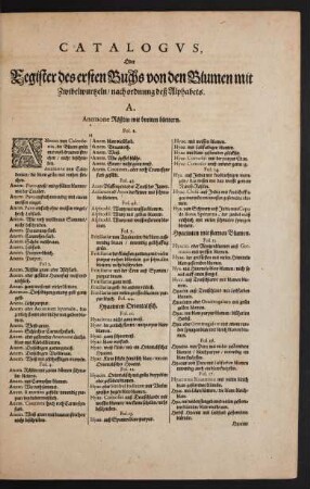 Catalogus Oder Register des ersten Buchs[...]