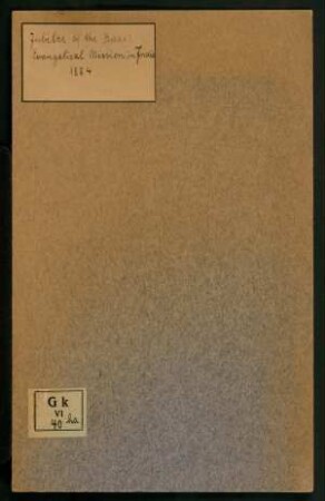 Jubilee of the Basel Evangelical Mission in India 30th October 1884