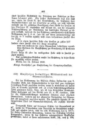 Einjähriger freiwilliger Militairdienst der Gymnasialschüler : [II. Gymnasien und Realschulen]