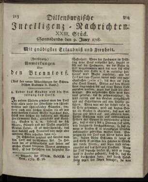 XXIII. Stück. Sonnabends den 9. Juny 1798.